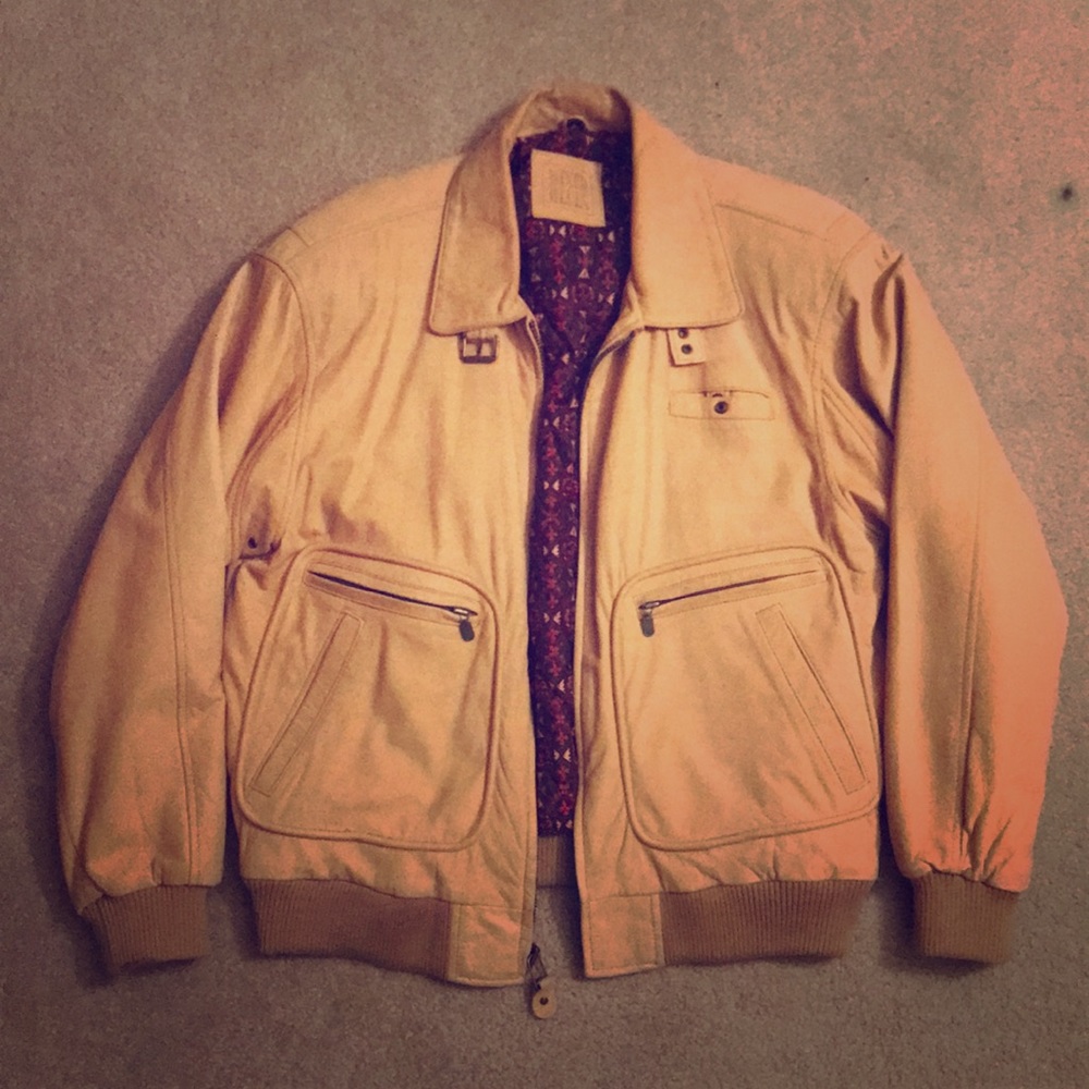 Vintage Mixed Blues Suede Bomber Jacket (Medium)